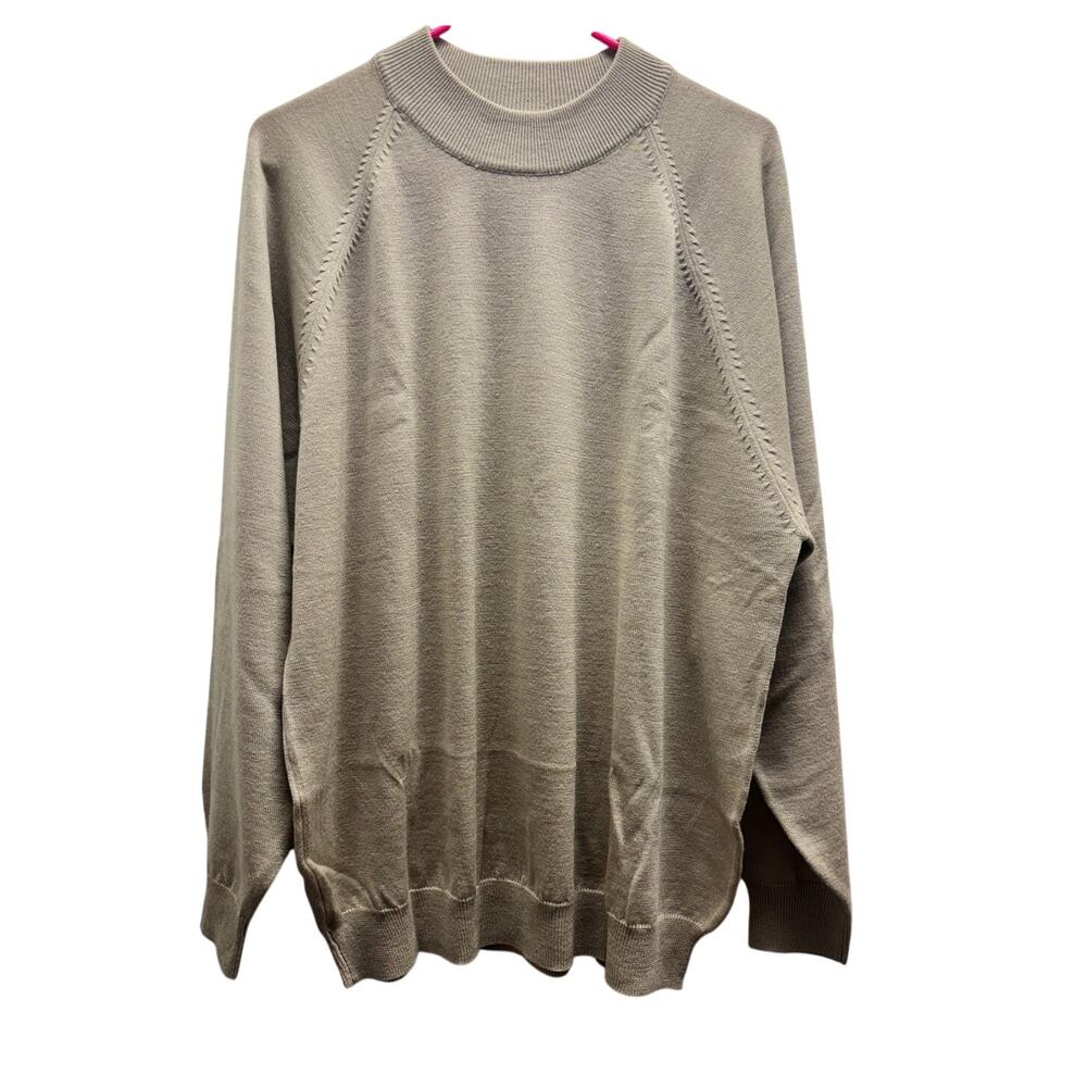 Beige Merino Wool Men's Size XL Acrylic Blend Neutral Pullover Sweater Tagio